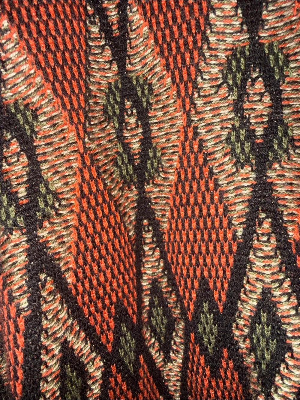 Zara Rust & Black Diamond-Pattern Crewneck Sweater